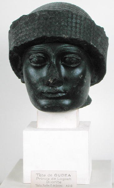 Hoofd van Gudea, Prins van Lagesh, van Telloh (oud Girsu) Neo-Sumerisch, ca.2150 v.Chr. door Mesopotamian